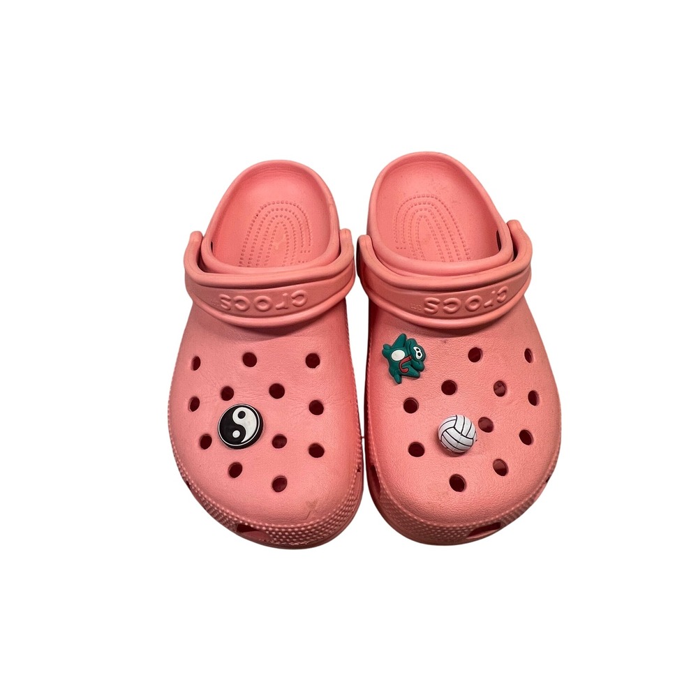Crocs Classic Clog Sandals Pink Jibbitz Charms‎ Yin Yang Volleyball 7